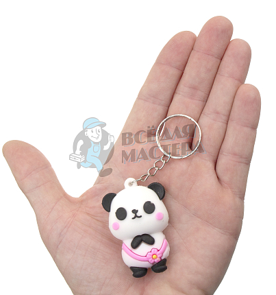 Брелок для ключей "Панда с розовым поясом"