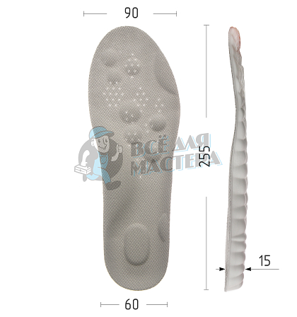 Стельки для обуви "Nateno", цв. серо-салатовый, р-р 35-40 - Чертеж