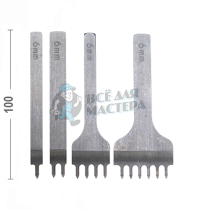 Пробойник строчный ромбовидный (шаг 6мм) (1+2+4+6) набор 4шт