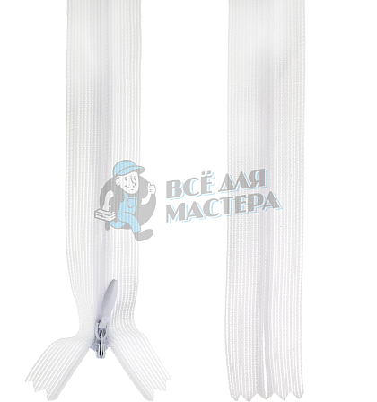 Молния спиральная (витая), Т-3 20см, потайная, неразъёмная, цв.белый 101 - Чертеж