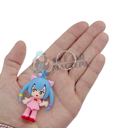 Брелок для ключей "Мику Хацунэ" цв. синий/розовый