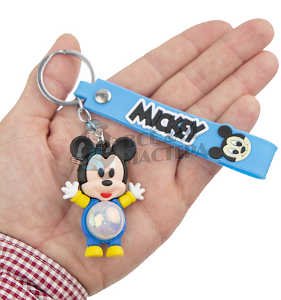 Брелок для ключей светящийся "Микки Маус" цв. синий + ремешок