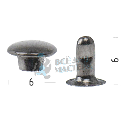 Хольнитены №0, 6х6мм,односторонний, сталь, цв. никель темный