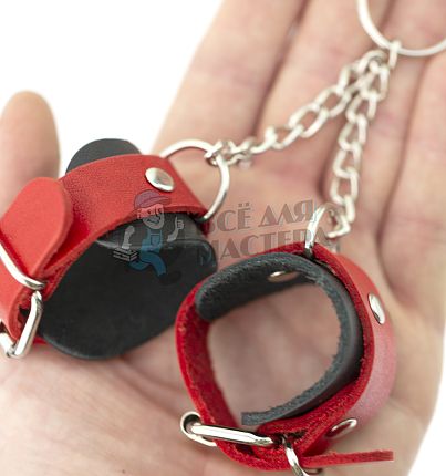 Брелок Наручники, цв.черно-красный