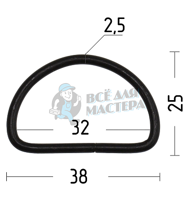 Полукольцо 30мм (толщ. 2,6мм) цв. оксид. 