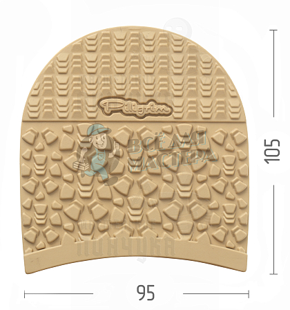Набойка Piligrim "Раптор", разм. XL, 95х105х6.5мм, цв. бежевый - Чертеж