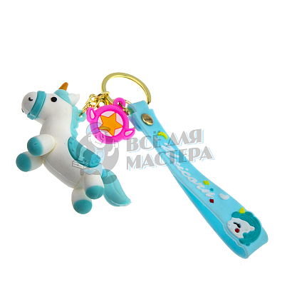 Брелок для ключей "Unicorn" цв.голубой + карабин