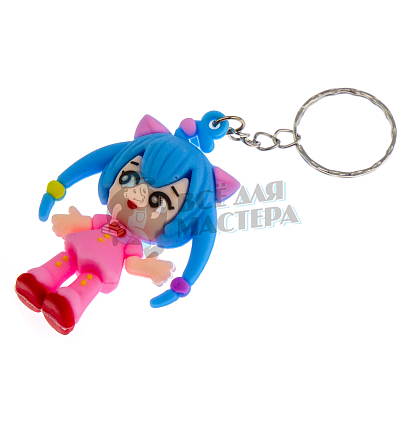 Брелок для ключей "Мику Хацунэ" цв. синий/розовый