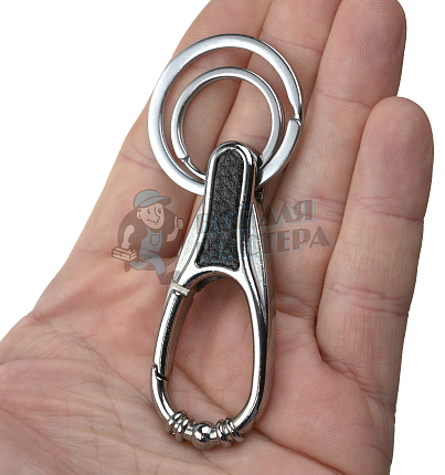 Карабин с двумя кольцами для ключей чёрный