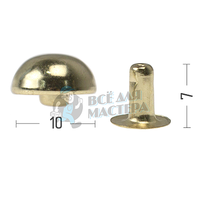 Хольнитены 10х7мм, сфера, односторонний, цв. золото