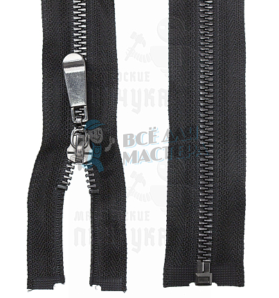 Молния тракторная, тип 5, 55см, цв. черный 322 / темный хром