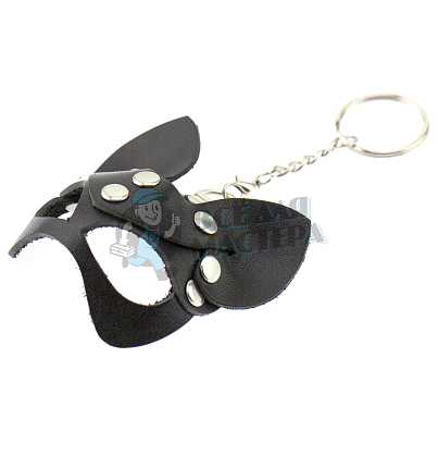 Брелок Кошечка прокрашенный на цепочке с кольцом, цв.черный