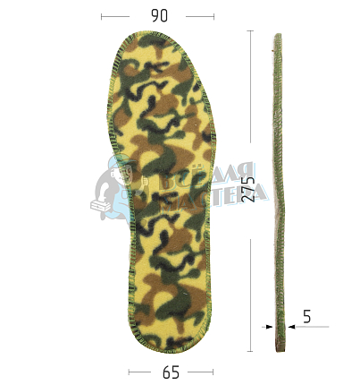 Стелька с войлоком, флис с рис.камуфляж (В08) р.45