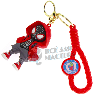 Брелок для ключей "Человек-Паук" цв.красный+ карабин