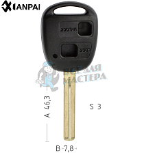 Корпус ключа TOYO-18P TOY40P TY43P 2 кнопки КНР  TOYOTA - Чертеж