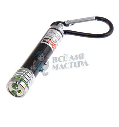 Брелок для ключей ""Лазер-Мини" цв.чёрный, на карабине с фонариком (3LED, 3 режима)