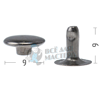 Хольнитены №33,5. 9х9мм, односторонний, сталь, цв. темный никель