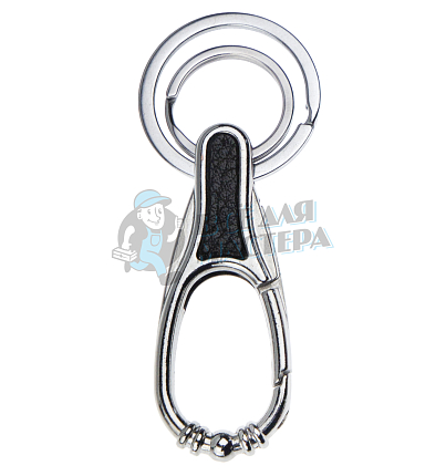 Карабин с двумя кольцами для ключей чёрный