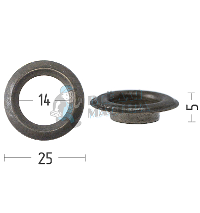 Люверсы №27, 14мм, сталь, цв. антик.