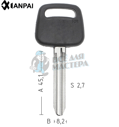 Заготовка ключа  TOYO-15.P   TOY43P   TY51P   TY37RP79   TR47P авт.пласт. TOYOTA /// КНР - Чертеж