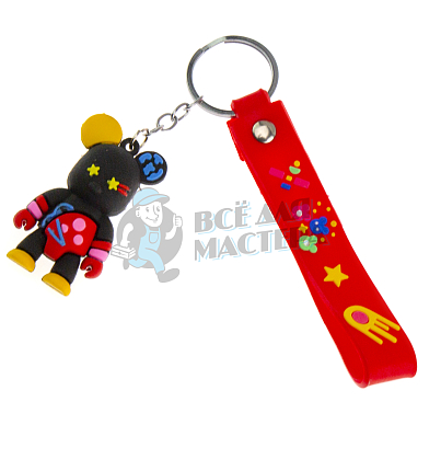 Брелок для ключей "Мишка Бербик" + ремешок, цв.черный 