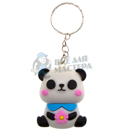 Брелок для ключей "Панда с синим воротничком"