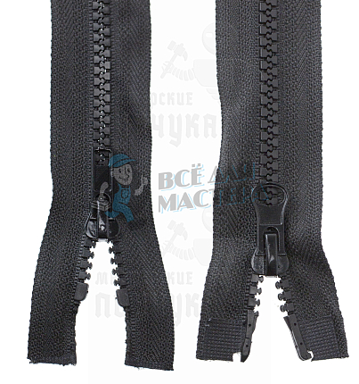 Молния тракторная, тип 5, 2-ух замковая, 80см, цв. черный 322