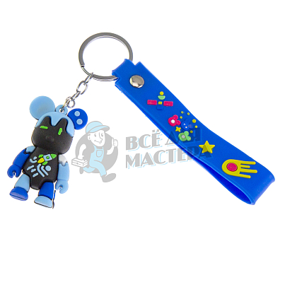 Брелок для ключей "Мишка Бербик" + ремешок, цв.синий