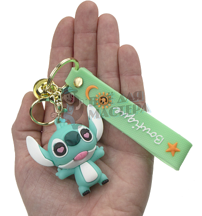 Брелок для ключей "Стич LOVE" колокольчик + карабин