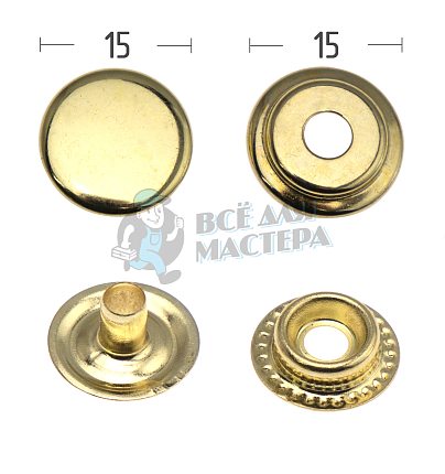 Кнопка для одежды 15мм латунь №61 цв. золото.