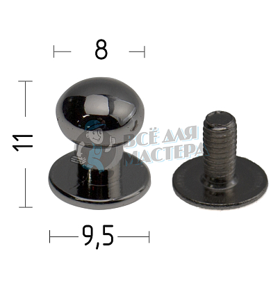 Кнопка кобурная Realtex цв.черный никель 8*11*9,5мм