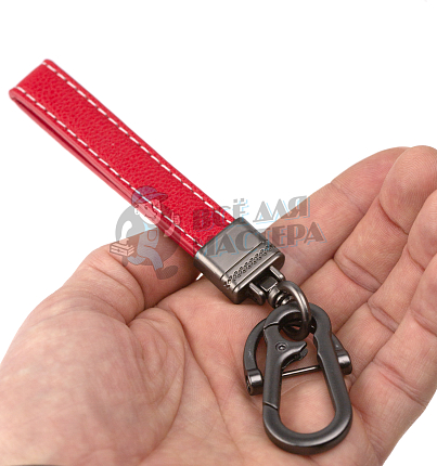 Кожаный брелок для ключей с карабином, красный