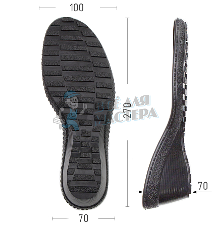 Подошва жен., Киров 80479 р. 38, цв. черный - Чертеж