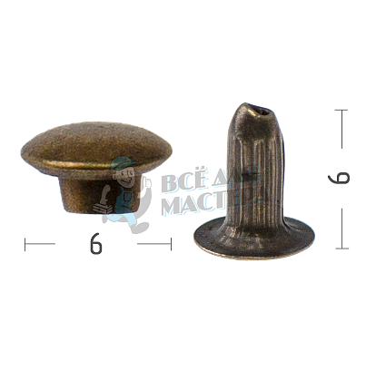 Хольнитены №0, 6х6мм,односторонний, сталь, цв. антик