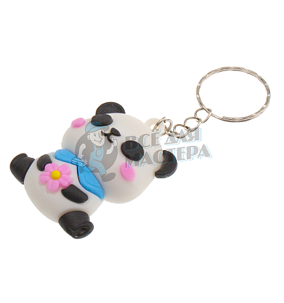 Брелок для ключей "Панда с синим воротничком"