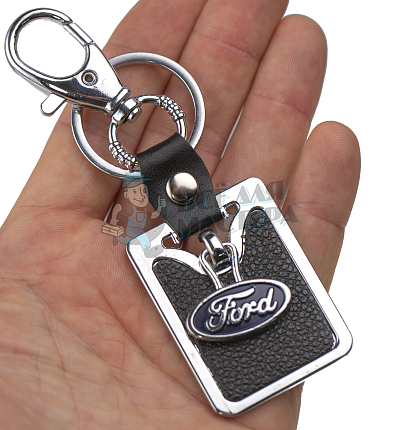 Авто карабин с кольцом для ключей FORD (рифленая)