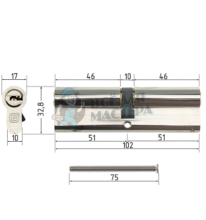 Цилиндровый механизм Гардиан GB 102(51/51) Ni 5кл.