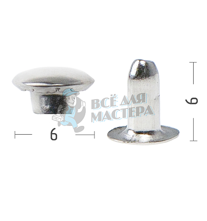 Хольнитены №0, 6х6мм,односторонний, сталь, цв. никель