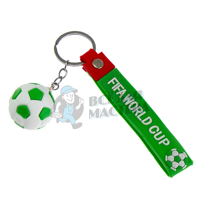 Брелок для ключей "Футбольный мяч" + ремешок, цв.зеленый