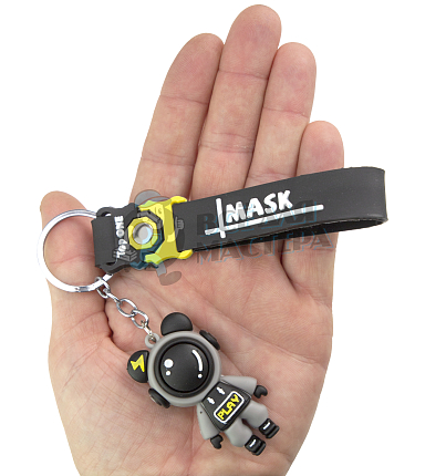 Брелок для ключей "Космонавт PLAY" + ремешок, цв.серый