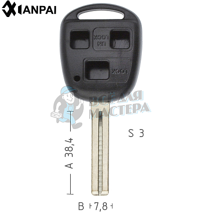 Корпус ключа TOYO-30.P1 TOY48P TY47P80 3 кнопки средний КНР  LEXUS