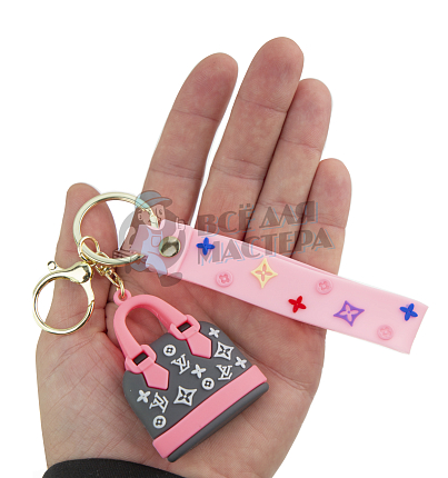 Брелок для ключей сумка "Луи Витон" + карабин и ремешок, цв.серый