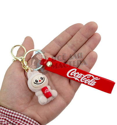 Брелок для ключей "LABUBU" с колой + карабин, цв. бежевый 
