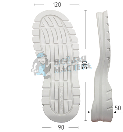 Подошва муж. Киров 90185 р. 44, цв. белый