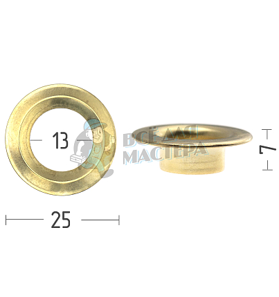 Люверсы №28, 13мм, сталь, цв. золото.