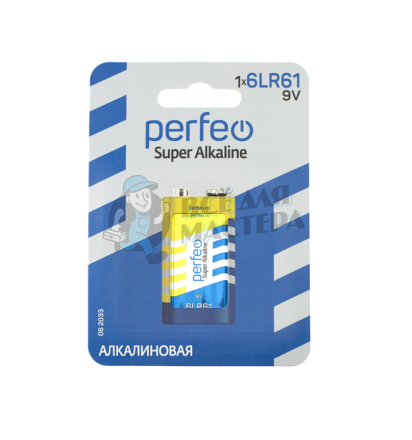 Батарейка Perfeo 6LR61 BL1 Super Alkaline 9V (1/20/40) 