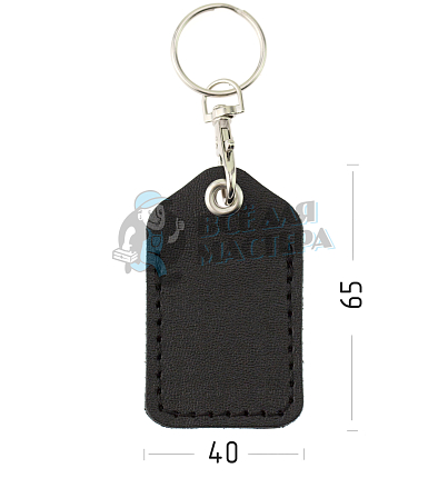 Чехол брелок прямоугольный с карабином, цв.черный 