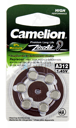 Батарейка Camelion ZA312 BL6 (6/60/300/3000)