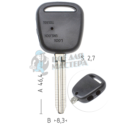 Корпус ключа TOYO-15.P TOY43 TY37R 2 кнопки сбоку КНР  TOYOTA