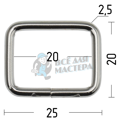 Пряжка - рамка 20мм (толщ. 2,6мм) цв никель.